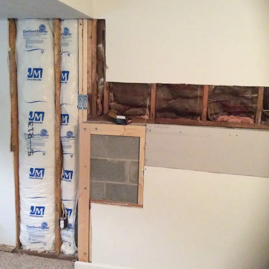 Wall insulation replacement during Contents Cleaning & Restoration in West St. Paul